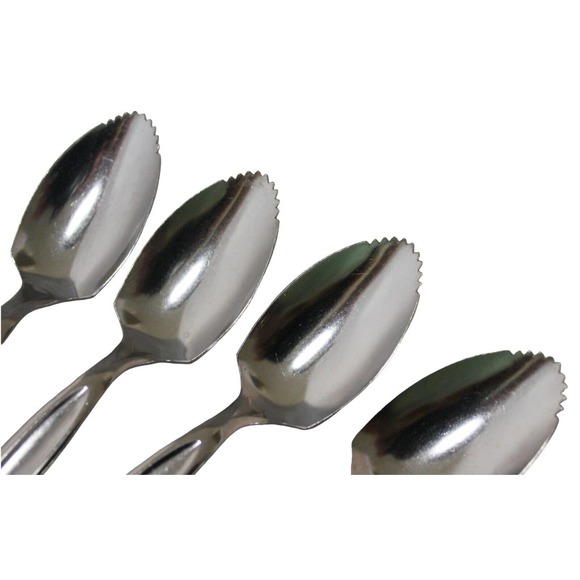 Stainless Steel-Cross Pattern Grapefruit/Citrus serrated spoon, set of 4 Japan - Picture 2 of 6